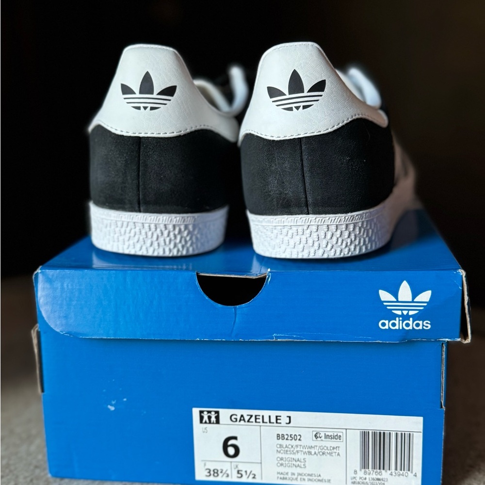 Adidas Gazelle J Black and White Sneakers